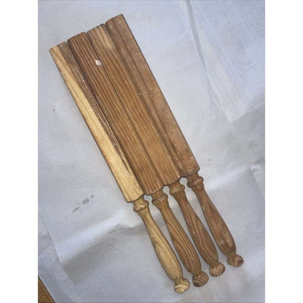 Four 17 7/8" Turned Wooden Spindle Furniture Project Leg Legs